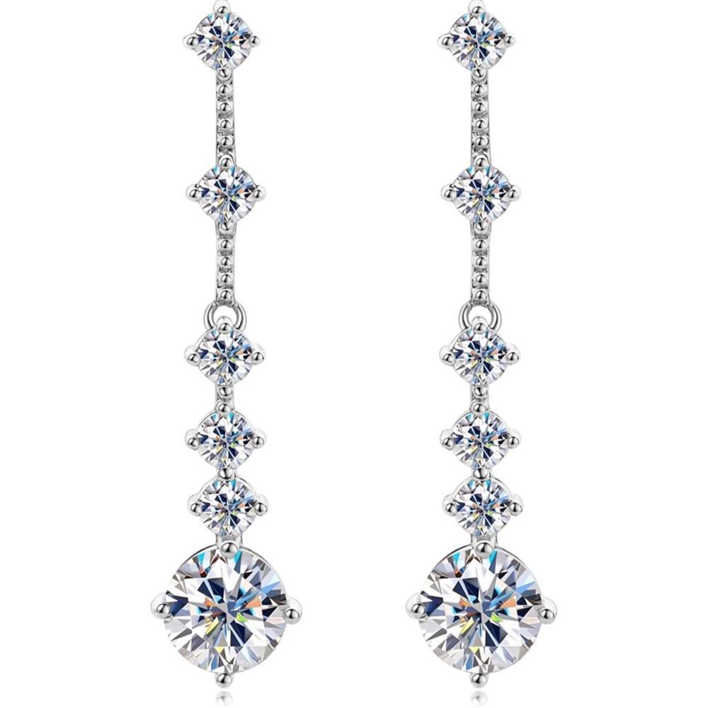 18k Certified 3 carat Vintage Diamond Moissanite Earrings